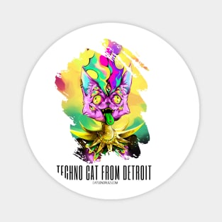 Techno cat from Detroit - My parties start on Sundays - Catsondrugs.com - rave, edm, festival, techno, trippy, music, 90s rave, psychedelic, party, trance, rave music, rave krispies, rave flyer Magnet